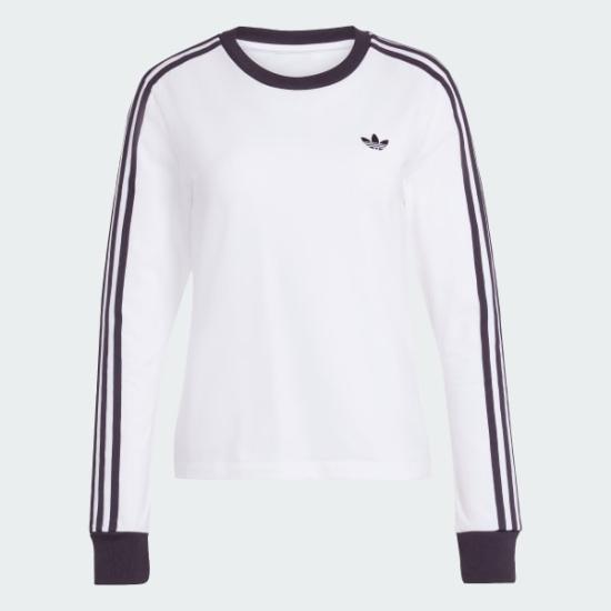  아디다스 3-스트라이프 롱 슬리브 슬림 핏 티셔츠 KD3688 White Black DOM