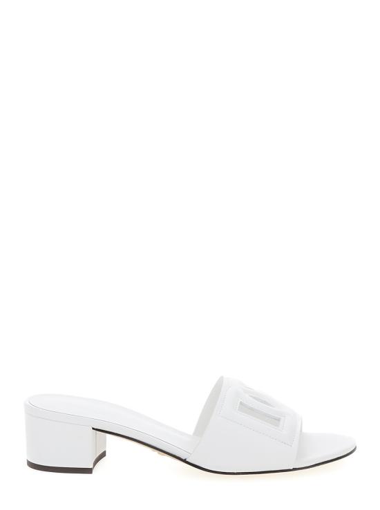 26FW 돌체앤가바나 DG 로고 카프스킨 슬라이더 CR1755AY32980001 White