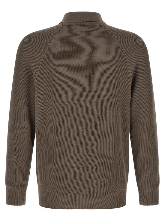 26SS 브루넬로 쿠치넬리 립 니트 폴로 셔츠 M29400105CLL90 Brown - BRUNELLO CUCINELLI