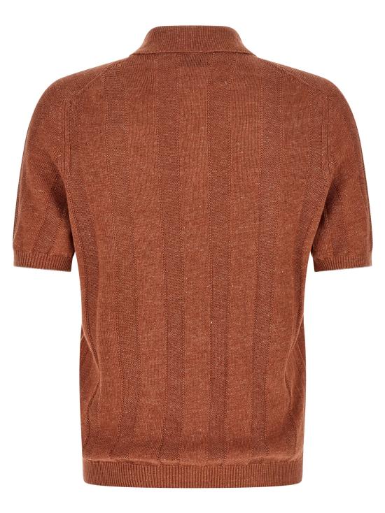 26SS 브루넬로 쿠치넬리 와이드 립 코튼 리넨니트 폴로셔츠 M2L707815CYM65 Orange - BRUNELLO CUCINELLI