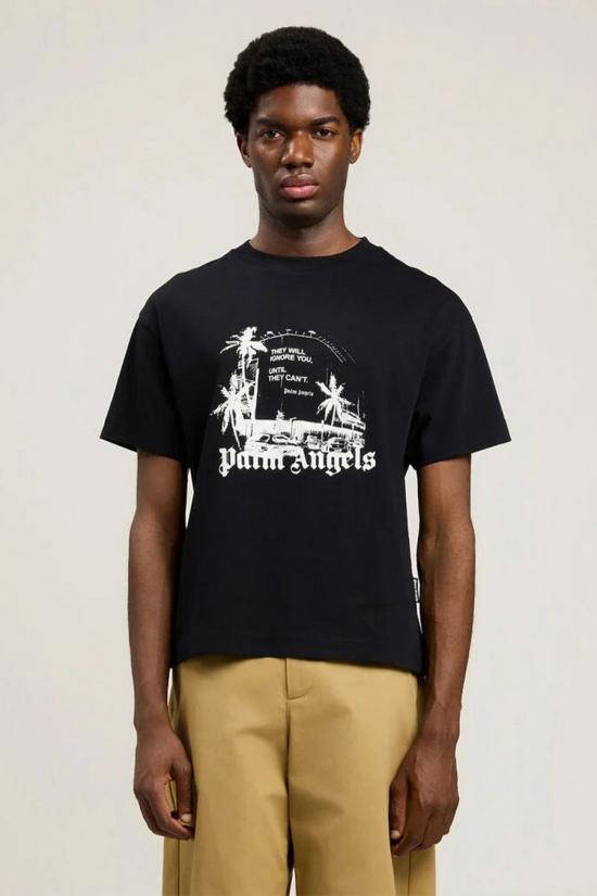 26SS 팜앤젤스 반팔 티셔츠 PMAA109S26JER006 Black - PALM ANGELS