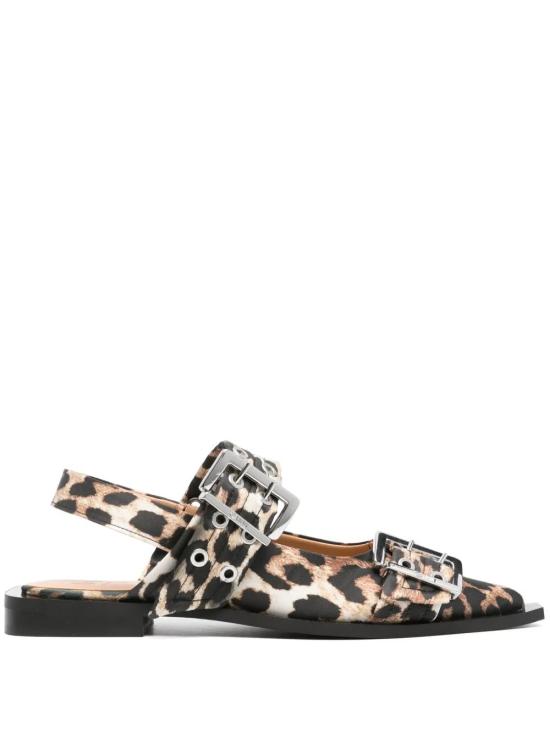 26FW 가니 사틴 페미닌 버클 발레리나 S2947 943 LEOPARD