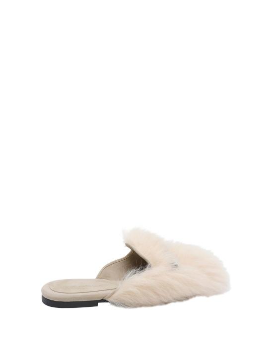 26SS 돌체앤가바나 시어링 스웨이드 슬리퍼 CI0224A9Y938H070 White - DOLCE & GABBANA