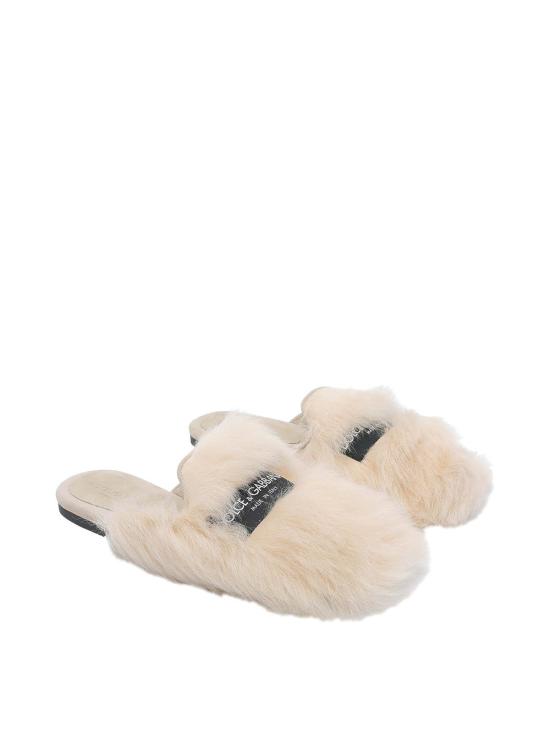 26SS 돌체앤가바나 시어링 스웨이드 슬리퍼 CI0224A9Y938H070 White - DOLCE & GABBANA