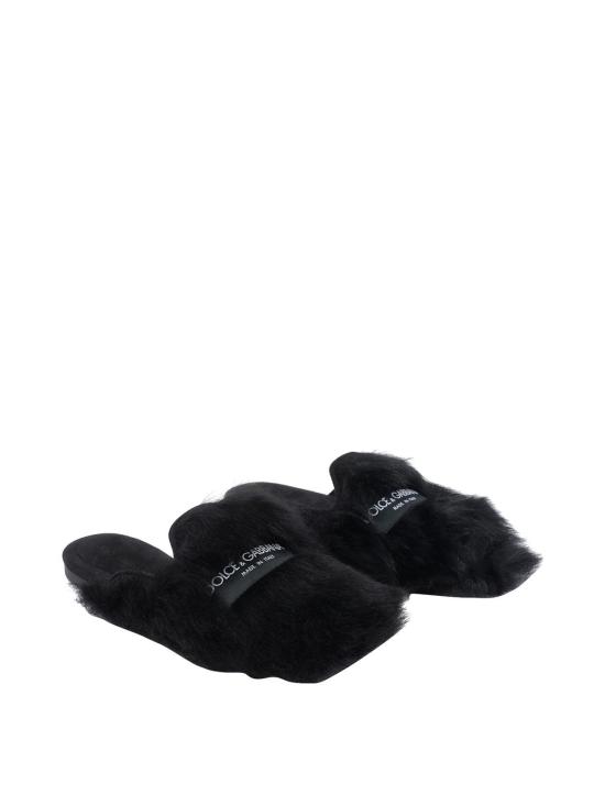 26SS 돌체앤가바나 시어링 스웨이드 슬리퍼 CI0224A9Y9380999 Black - DOLCE & GABBANA