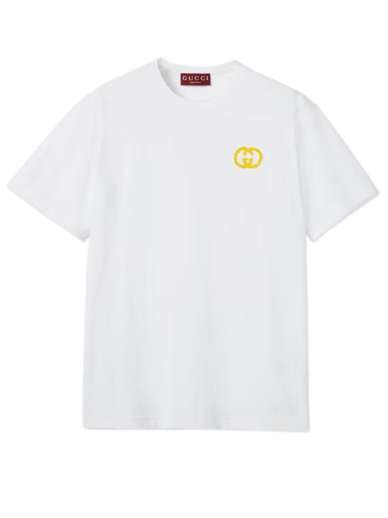26SS 구찌 프린트 디테일 코튼 저지 티셔츠 837959XJHQ3 9066 Bianco