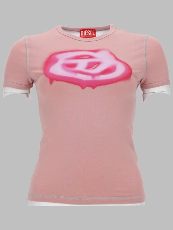 26SS 디젤 T-UNCUTIES-LONG-S3 티셔츠 A20497 0QHHA 33L PINK DOM