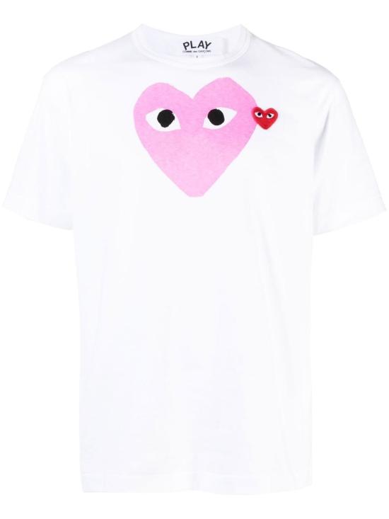 26SS 꼼데가르송 반팔 티셔츠 AX T106 051 4 WHITE PINK DOM
