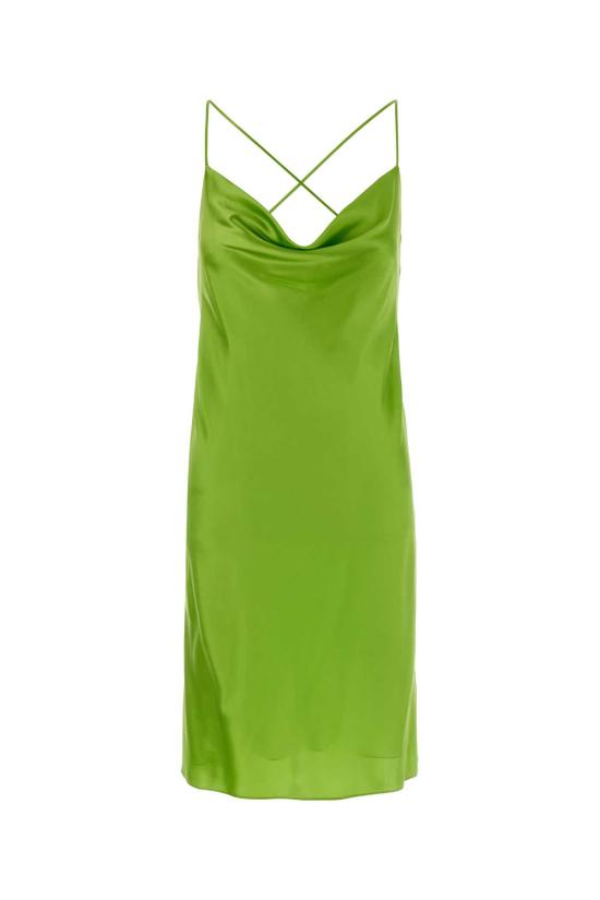 26SS 생로랑 미디 원피스 861314Y7G27 3104 FLUO GREEN