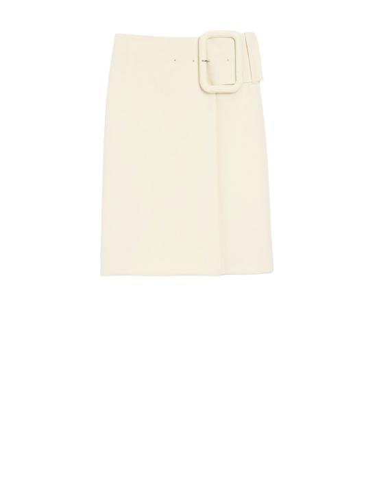26SS 아미 뉴 울 빅 버클 벨티드 미디 스커트 FSK451 WV0195 136 BLANC CREME