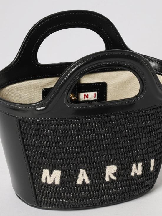 26SS 마르니 레더 & 라피아 트로피컬리아 마이크로백 BMMP0067Q0P3860 00N99 Black - MARNI