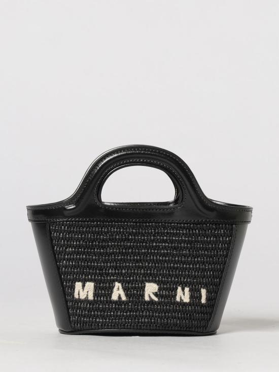 26SS 마르니 레더 & 라피아 트로피컬리아 마이크로백 BMMP0067Q0P3860 00N99 Black