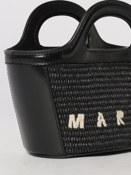 26SS 마르니 레더 & 라피아 트로피컬리아 마이크로백 BMMP0067Q0P3860 00N99 Black - MARNI