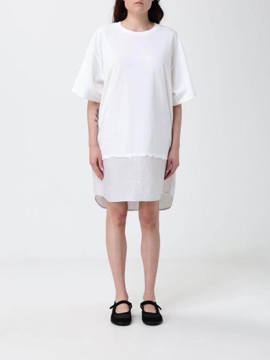 26SS MM6 메종마르지엘라 하이브리드 코튼 저지 티셔츠 S52DA0079M20050 101 White