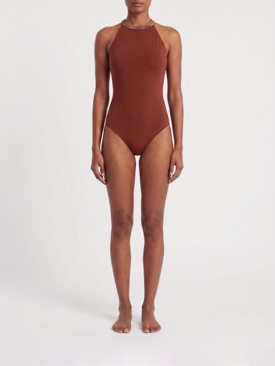 26SS 브루넬로 쿠치넬리 원피스 수영복 MQ965VS879 C9093 Burgundy
