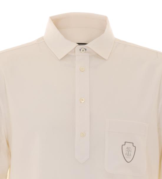 26SS 브루넬로 쿠치넬리 버진 울 라이트웨이트 캔버스 폴로 셔츠 MM6961301F CTL60 White - BRUNELLO CUCINELLI
