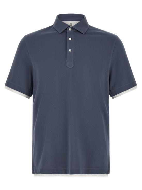 26SS 브루넬로 쿠치넬리 폴로 티셔츠 ME8543966CBL48 Blue