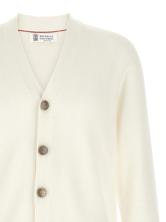 26SS 브루넬로 쿠치넬리 잉글리시 립 가디건 M29400116CO312 White - BRUNELLO CUCINELLI