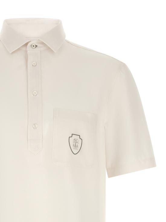 26SS 브루넬로 쿠치넬리 버진 울 라이트웨이트 캔버스 폴로 셔츠 MM6961301FCTL60 White - BRUNELLO CUCINELLI
