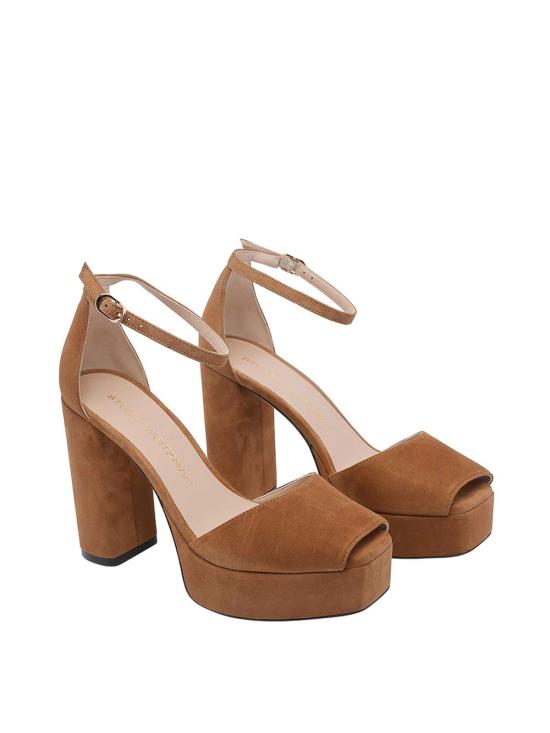 26SS 스튜어트 와이츠먼 힐/펌프스 SN123SABRINAANKLESTRAPPLATFORMSUEQPI Brown - STUART WEITZMAN