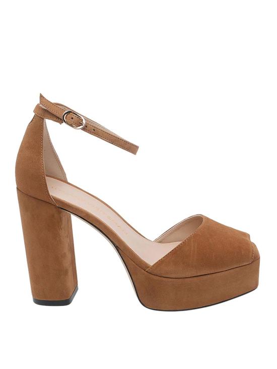 26SS 스튜어트 와이츠먼 힐/펌프스 SN123SABRINAANKLESTRAPPLATFORMSUEQPI Brown