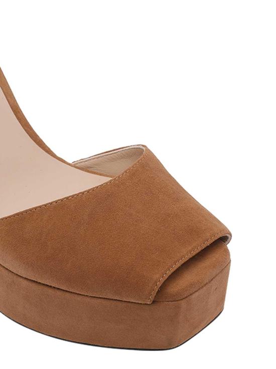 26SS 스튜어트 와이츠먼 힐/펌프스 SN123SABRINAANKLESTRAPPLATFORMSUEQPI Brown - STUART WEITZMAN