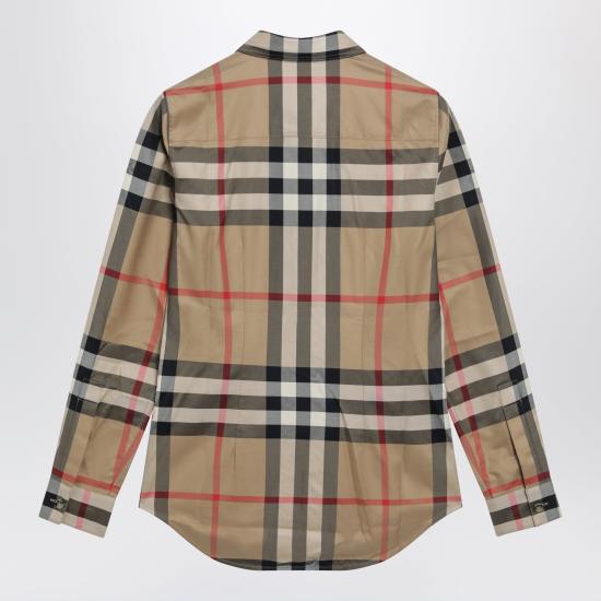 26FW 버버리 슬림핏 체크 코튼 셔츠 8111856155954 Beige - BURBERRY