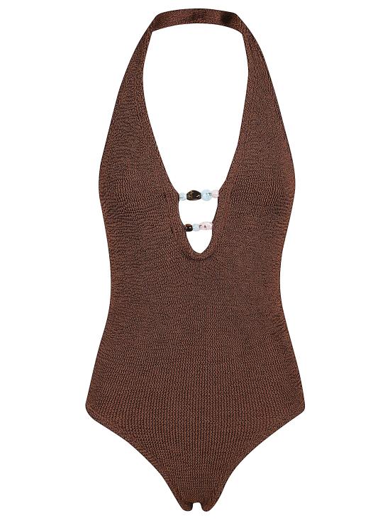 26SS 훈자 지 원피스 수영복 SADRIANA BDD METALLIC CHOCOLATE