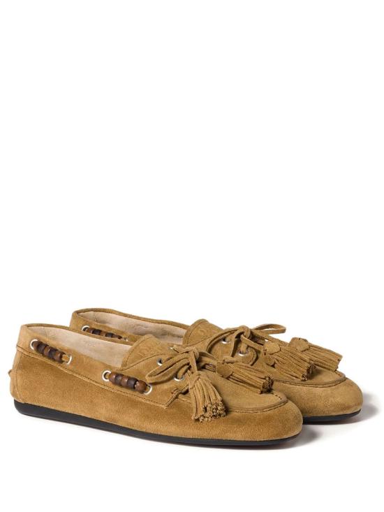 26FW 미우미우 스웨이드 태슬 장식 덱 슈즈 5D518EF005 054 F0393 OLIVA - MIU MIU