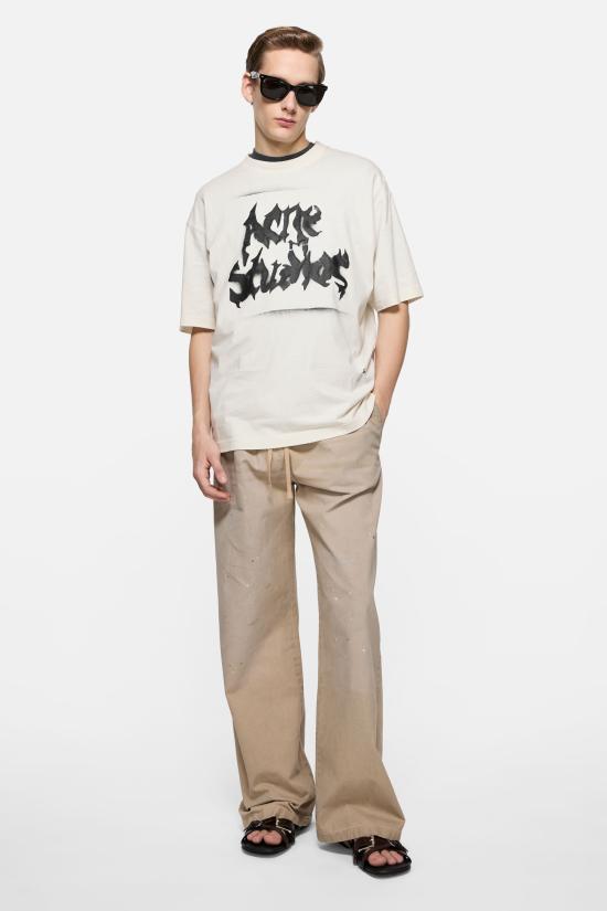 26FW 아크네 스튜디오 고딕 로고 티셔츠 BL0430 DC6 Dusty white - ACNE STUDIOS