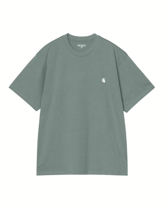 26SS 칼하트 WIP 숏슬리브 매디슨 티셔츠 I033000 3HLXX VELVET GREEN WHITE DOM