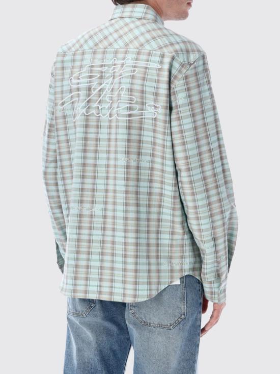 26SS 오프화이트 셔츠 OMGE04MS26FAB001 330 Green - OFF WHITE