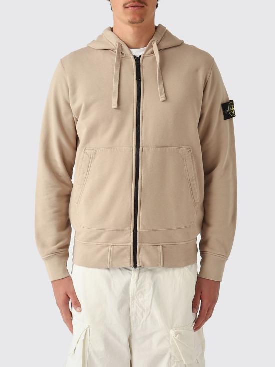 26SS 스톤 아일랜드 오가닉 코튼 플리스 레귤러 핏 후드 집업 6100061S0051 V009A Beige