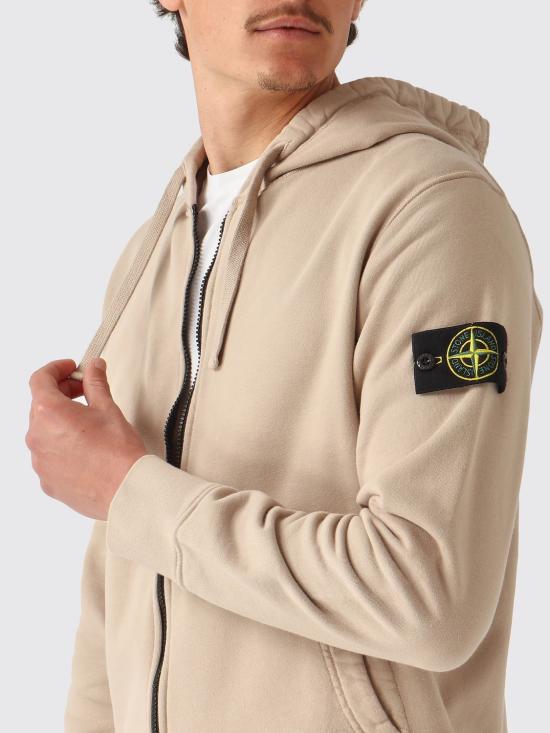 26SS 스톤 아일랜드 오가닉 코튼 플리스 레귤러 핏 후드 집업 6100061S0051 V009A Beige - STONE ISLAND