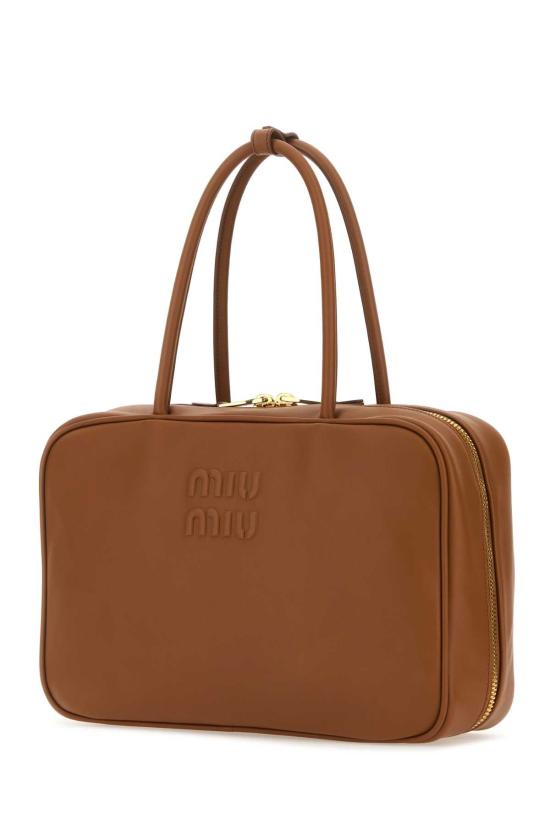 26FW 미우미우 가죽 탑 핸들백 5BB117VMON2CRW F0046 Camel - MIU MIU