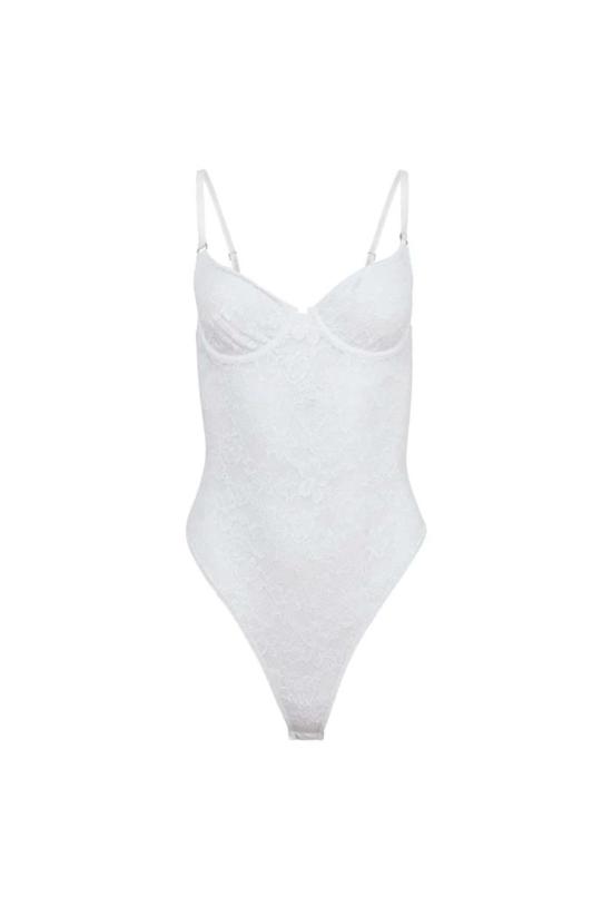  플뢰르 뒤 말 바디수트 티셔츠 Fleur Du Mal Le 스트레치 레이스 바디수트 아이보리