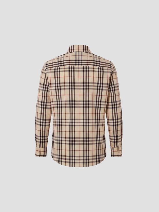26SS 버버리 레귤러핏 체크 코튼 셔츠 8123706 C5586 ALMND BEIGE IP CHCK - BURBERRY