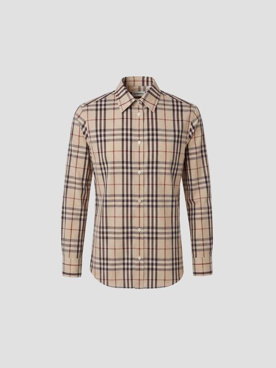 26SS 버버리 레귤러핏 체크 코튼 셔츠 8123706 C5586 ALMND BEIGE IP CHCK