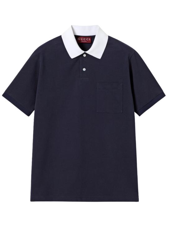 26SS 구찌 스트레치 코튼 피케 폴로 셔츠 854632 XJHOG4002 Blue