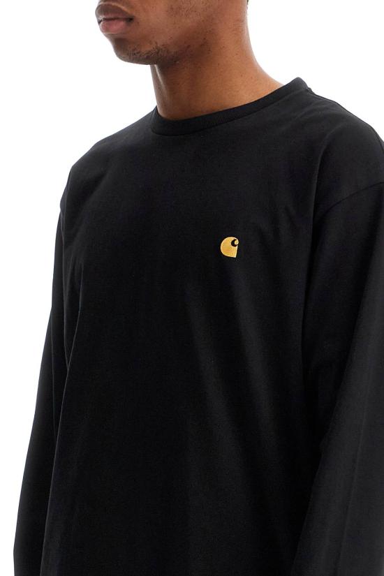 26FW 칼하트 WIP 롱슬리브 체이스 티셔츠 I026392 00F XX Black gold - CARHARTT WIP