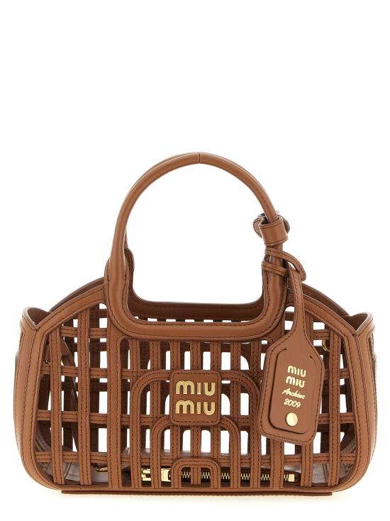 26FW 미우미우 레더 바스켓 5BA294VOOO2IBEF0046 Brown