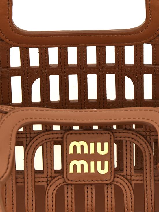 26FW 미우미우 레더 바스켓 5BA294VOOO2IBEF0046 Brown - MIU MIU