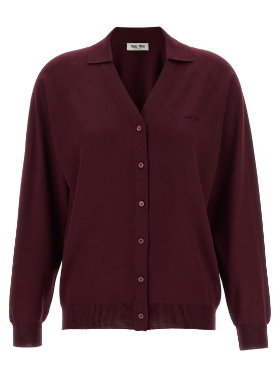 26FW 미우미우 가디건 MMF02ZSOOO16WJF0869 Bordeaux