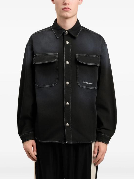 26SS 팜앤젤스 긴팔 셔츠 PMYD024S26DEN001 1003 BLACK OFF WHITE - PALM ANGELS