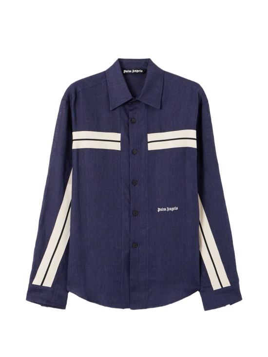 26SS 팜앤젤스 긴팔 셔츠 PMGE04JS26FAB001 4603 NAVY BLUE OFF WHITE