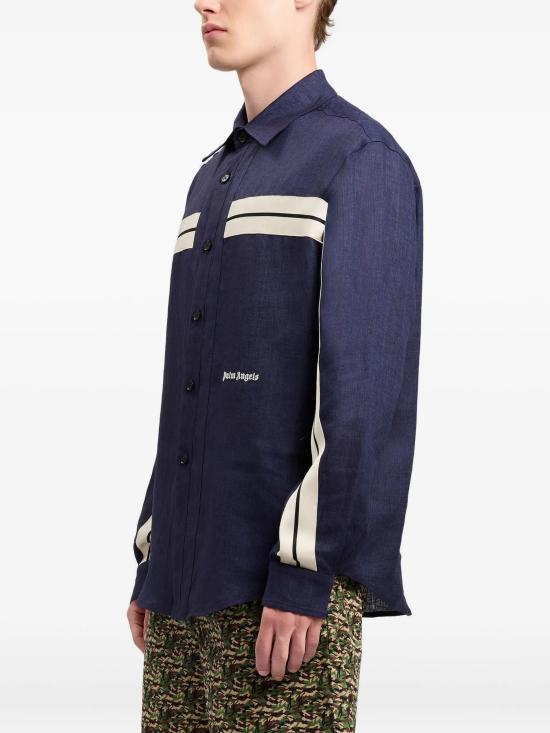 26SS 팜앤젤스 긴팔 셔츠 PMGE04JS26FAB001 4603 NAVY BLUE OFF WHITE - PALM ANGELS