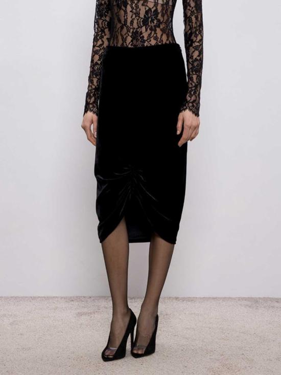 26SS 발렌티노 가라바니 미디 스커트 8B0RAEZ5A640NO Black - VALENTINO GARAVANI
