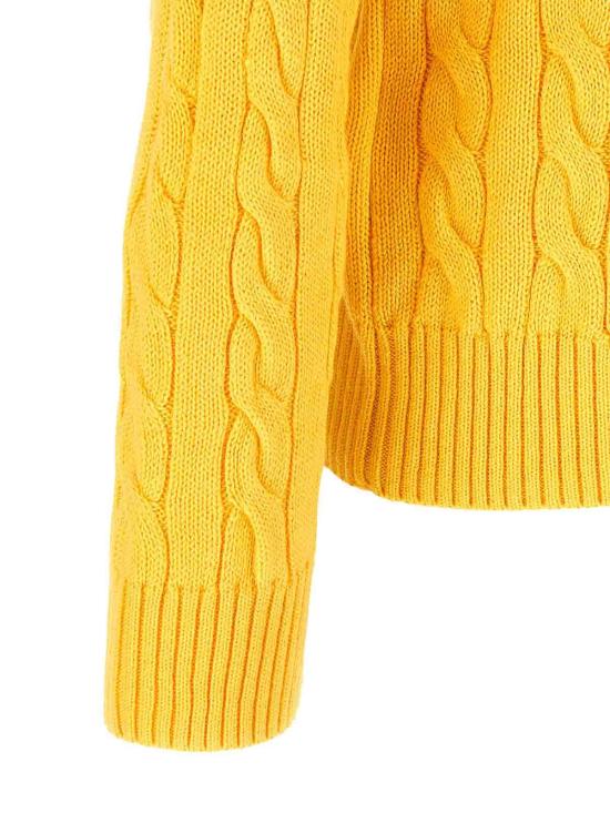 26SS 폴로 랄프로렌 로고 자수 케이블 니트 스웨터 710775885533 YELLOW - POLO RALPH LAUREN