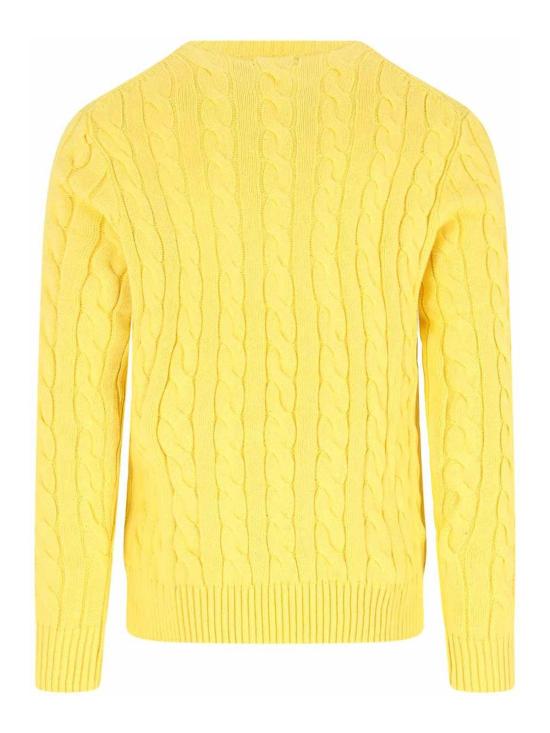 26SS 폴로 랄프로렌 로고 자수 케이블 니트 스웨터 710775885533 Yellow - POLO RALPH LAUREN