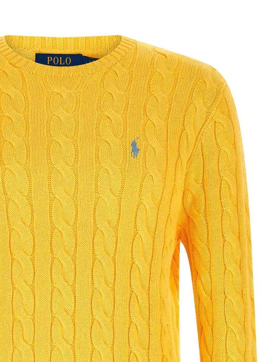 26SS 폴로 랄프로렌 로고 자수 케이블 니트 스웨터 710775885533 YELLOW - POLO RALPH LAUREN